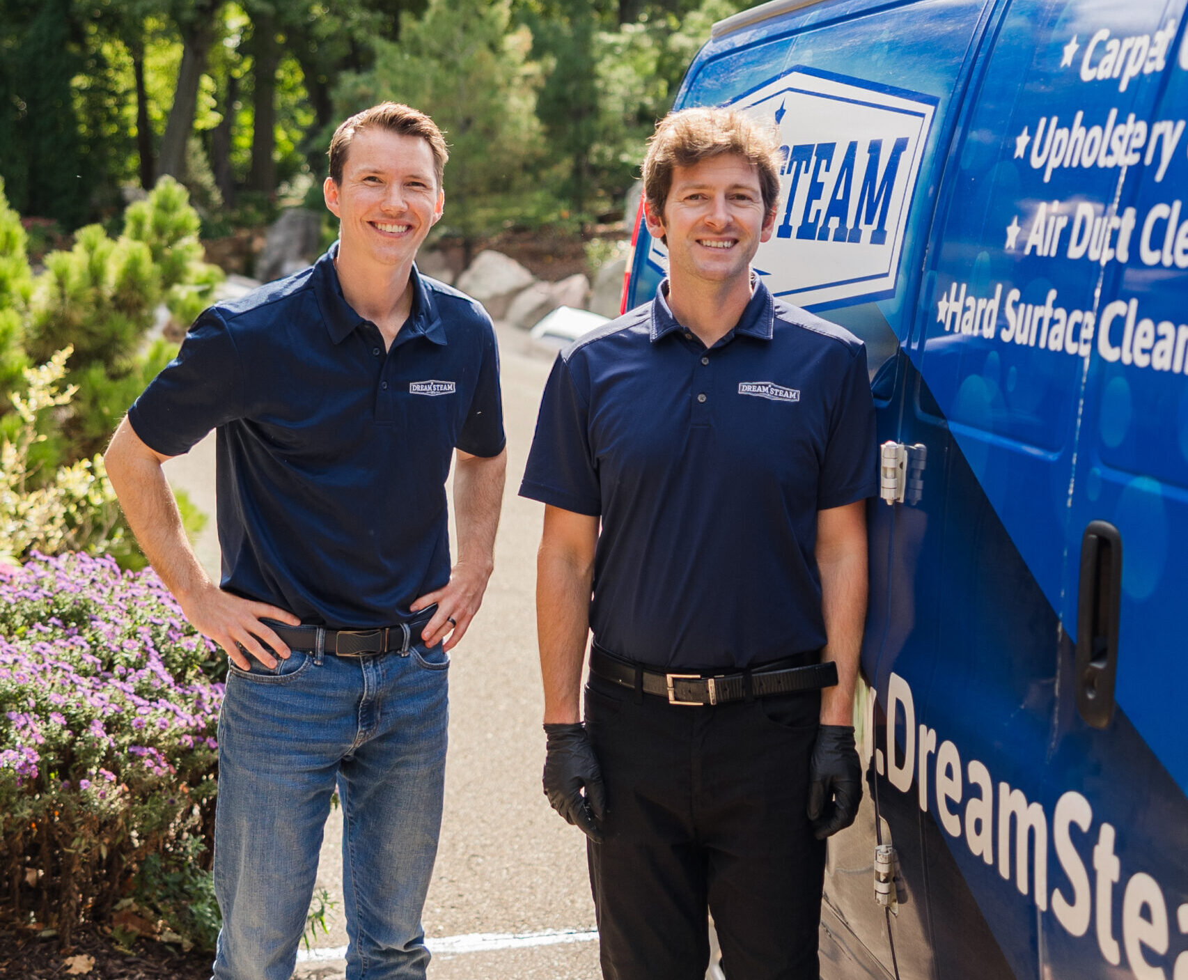 Dream Steam Mark and Joe next to Dream Steam van
